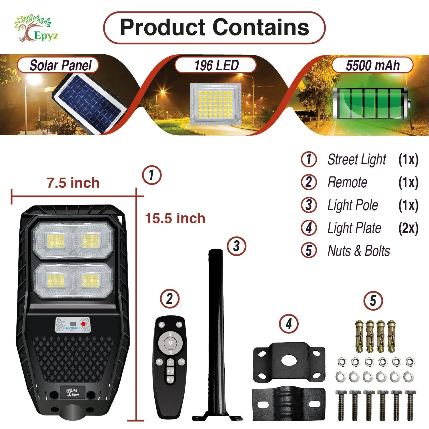 50 Watt Solar Street Light (Warm Light)