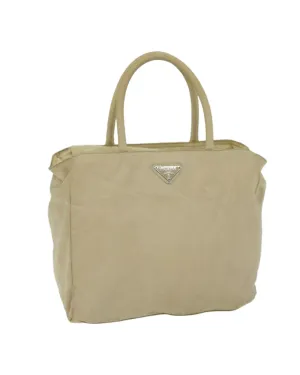 Beige Nylon Hand Bag with Rubbing and Scratches