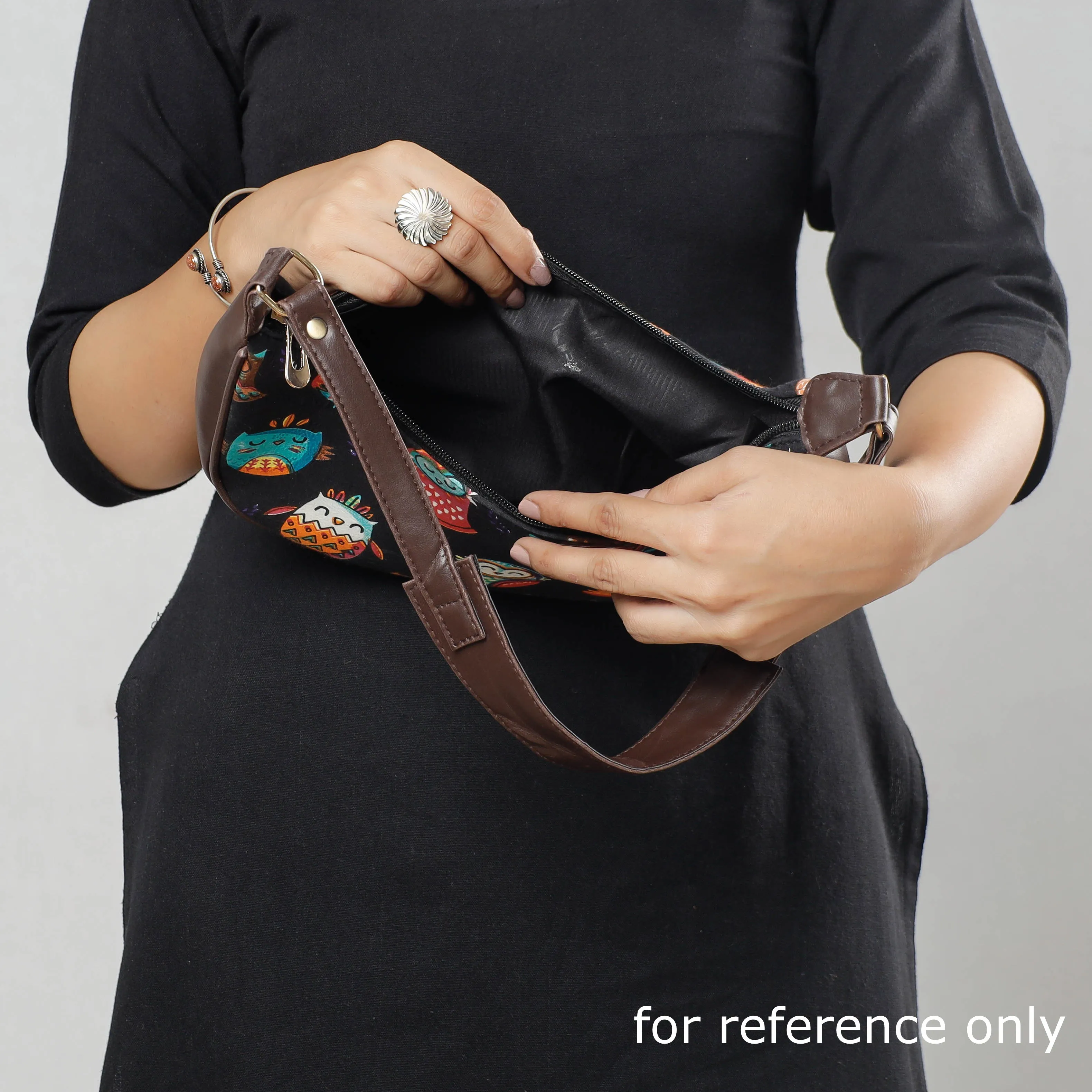 Black - Kutch Handcrafted Silk Shoulder Bag