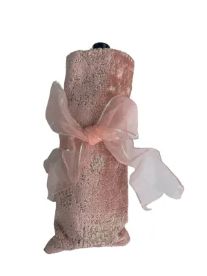 Blush Chenille Velvet and Organza Wine Bag