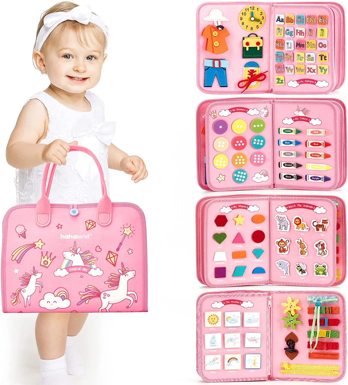 Busy Board Toddlers Travel Toys-Pink