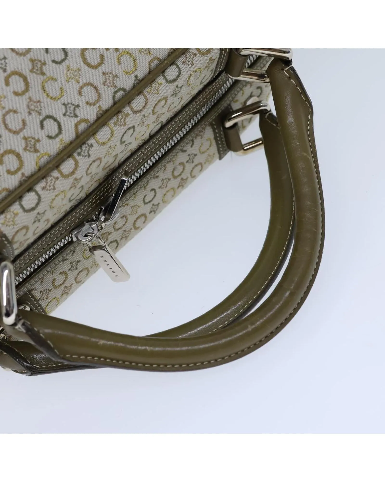 Canvas Celine Hand Bag with Macadam Print in Khaki