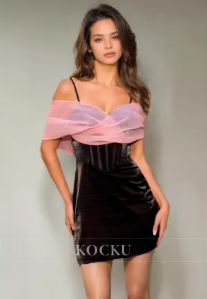 Chic & Modern Spaghetti Straps Sheath Velvet Party Homecoming Dress