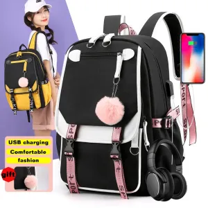 deanwangkt Women girls School Backpacks Anti Theft USB Charge Backpack Waterproof Bagpack School Bags Teenage Travel Bag