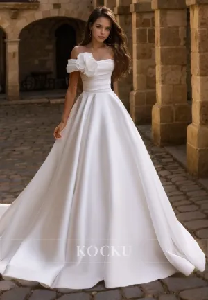 Elegant & Simple One Shoulder A-Line Satin Wedding Dress