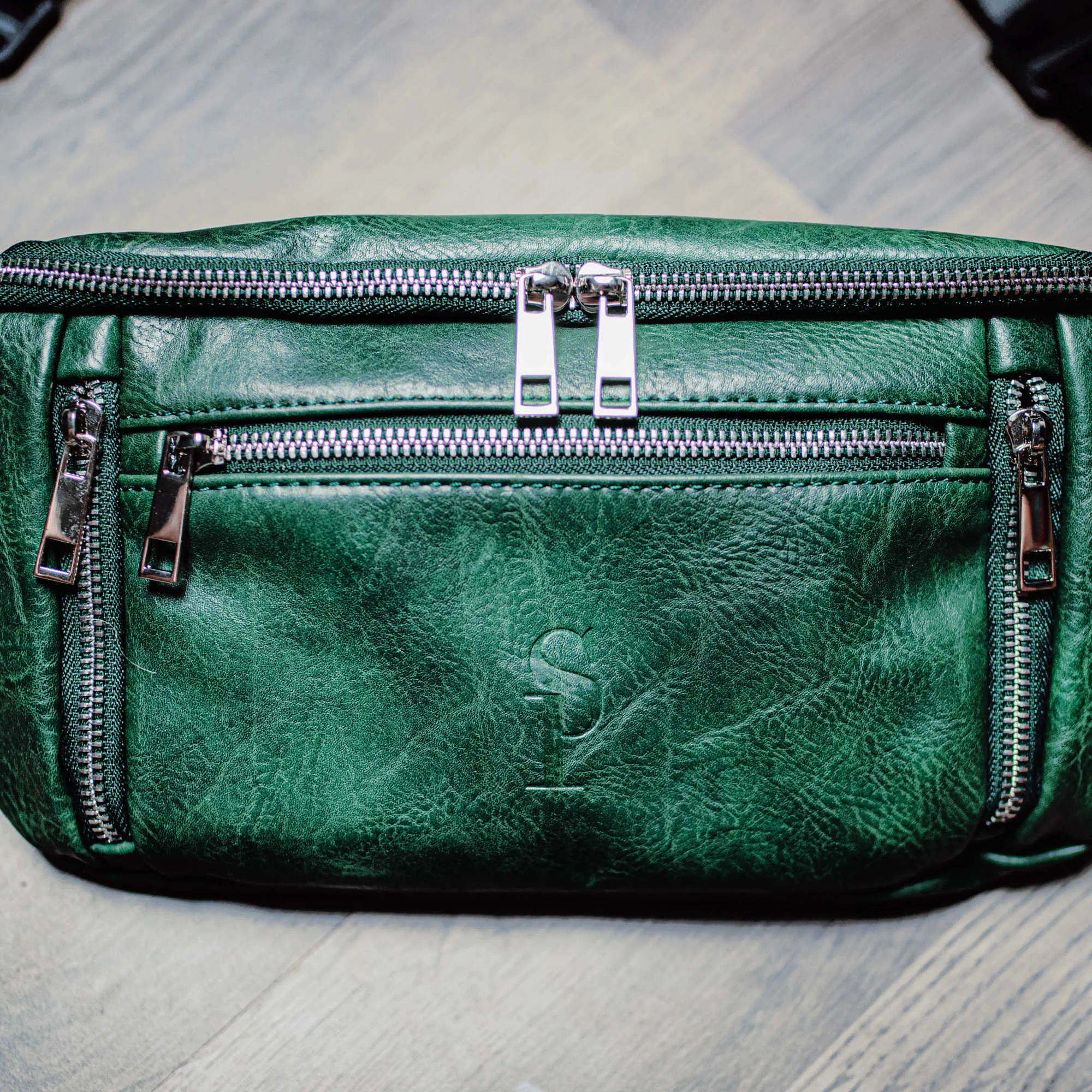 Emerald Green Leather Cross Body-Waist Bag