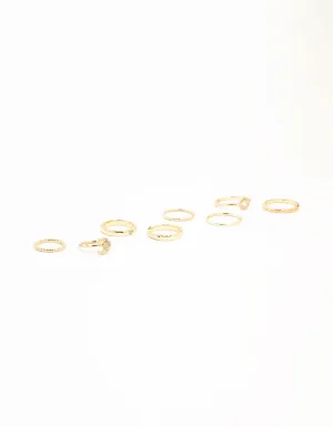 Gold Celestial & Sleek Mixed Rings 8-Pack