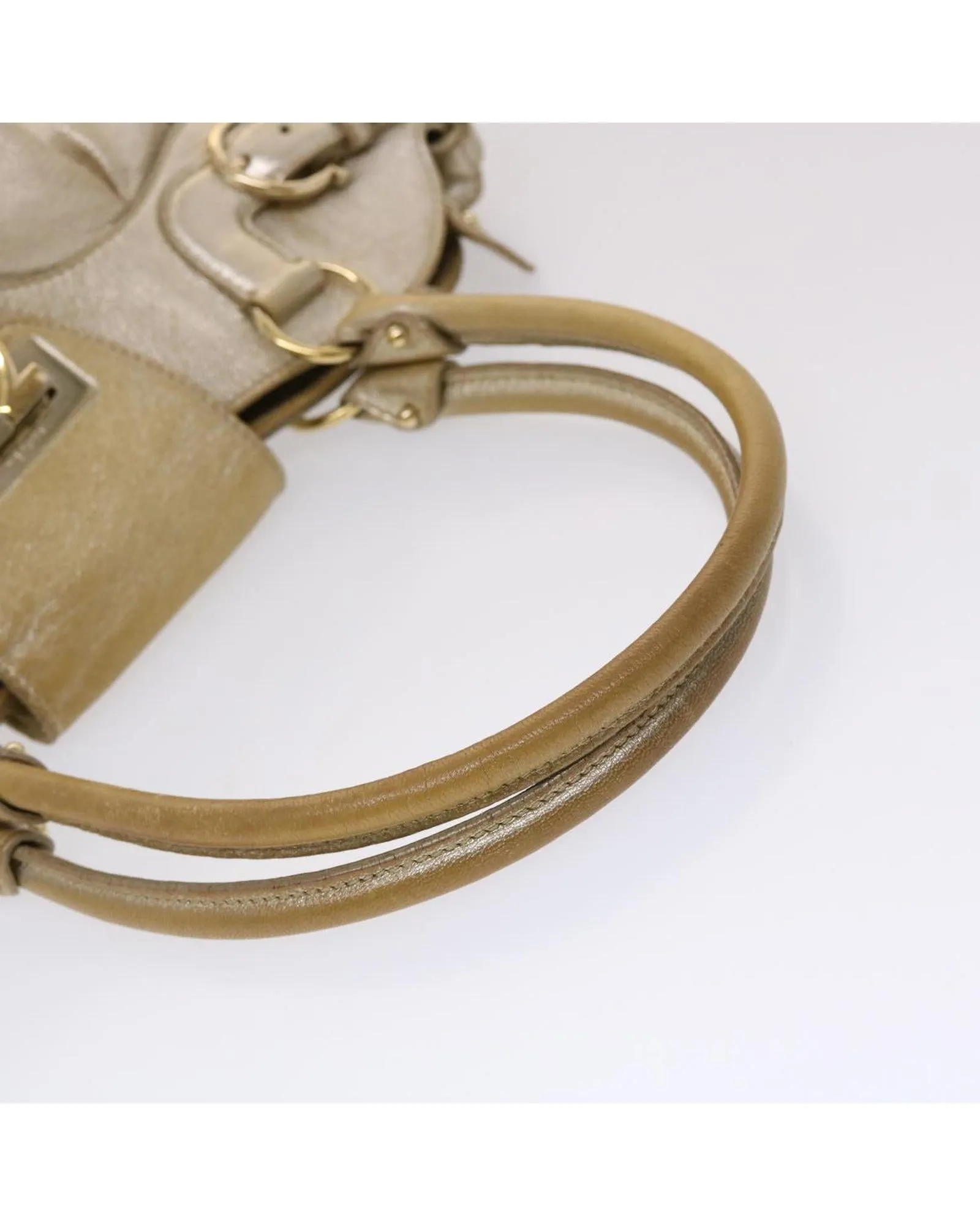 Gold Leather Hand Bag with Gancini Detail