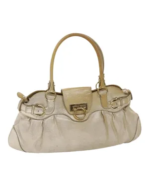 Gold Leather Hand Bag with Gancini Detail