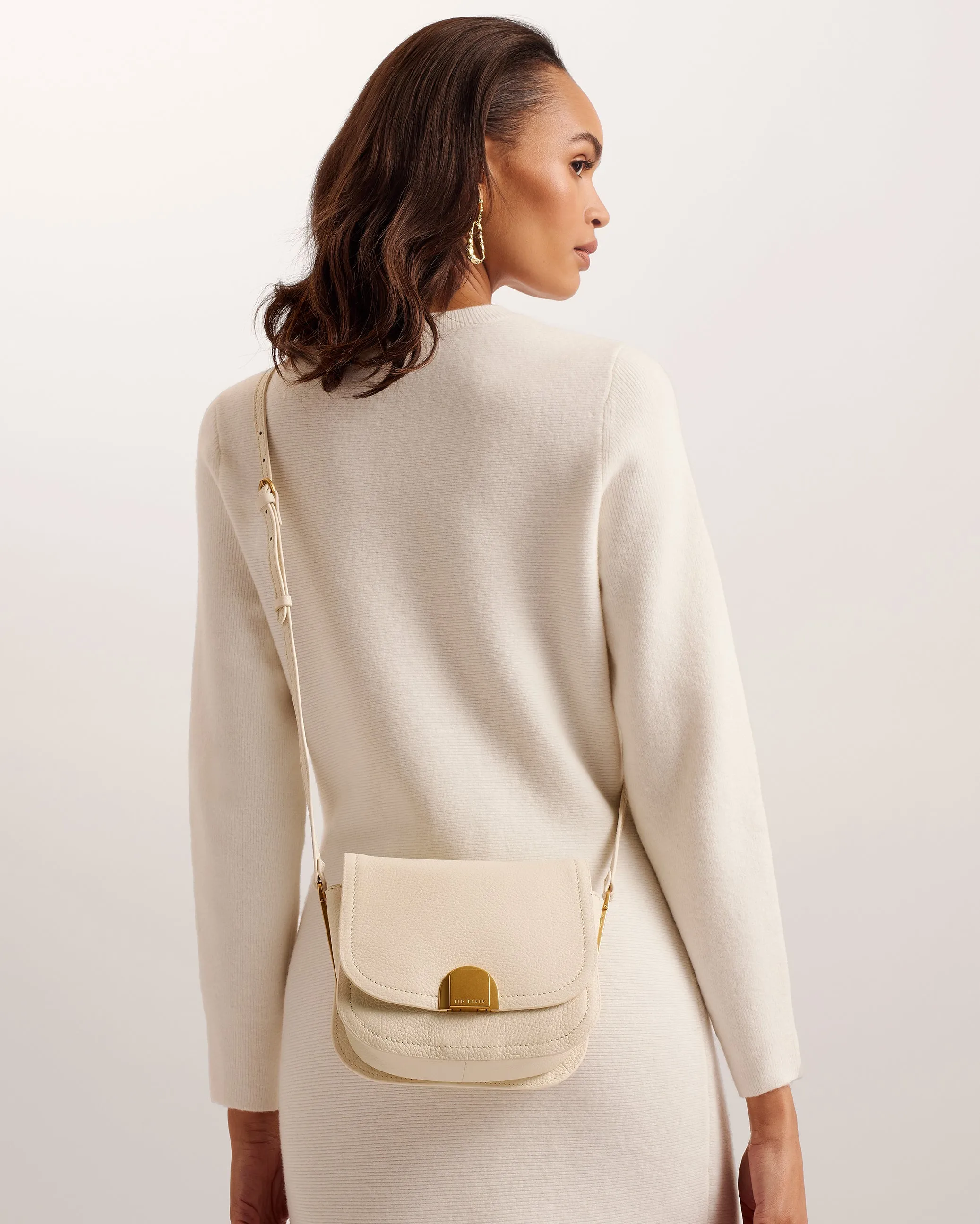 Imilda Satchel Crossbody Bag With Lock Detail Ivory