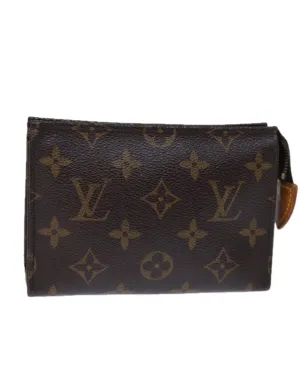 Monogram Canvas Pouch with Metal Fittings and Inner Pocket