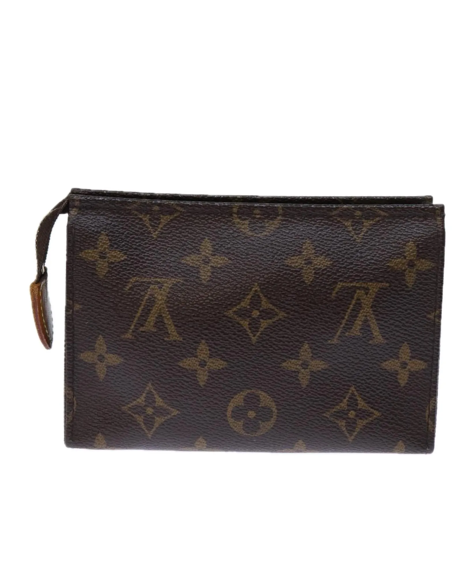 Monogram Canvas Pouch with Metal Fittings and Inner Pocket