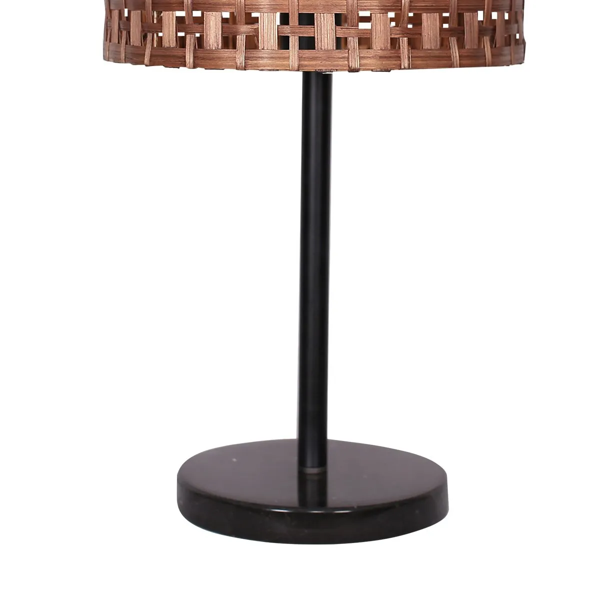 Natural Rattan Desk Lamp, Black Marble Base, Metal Stand