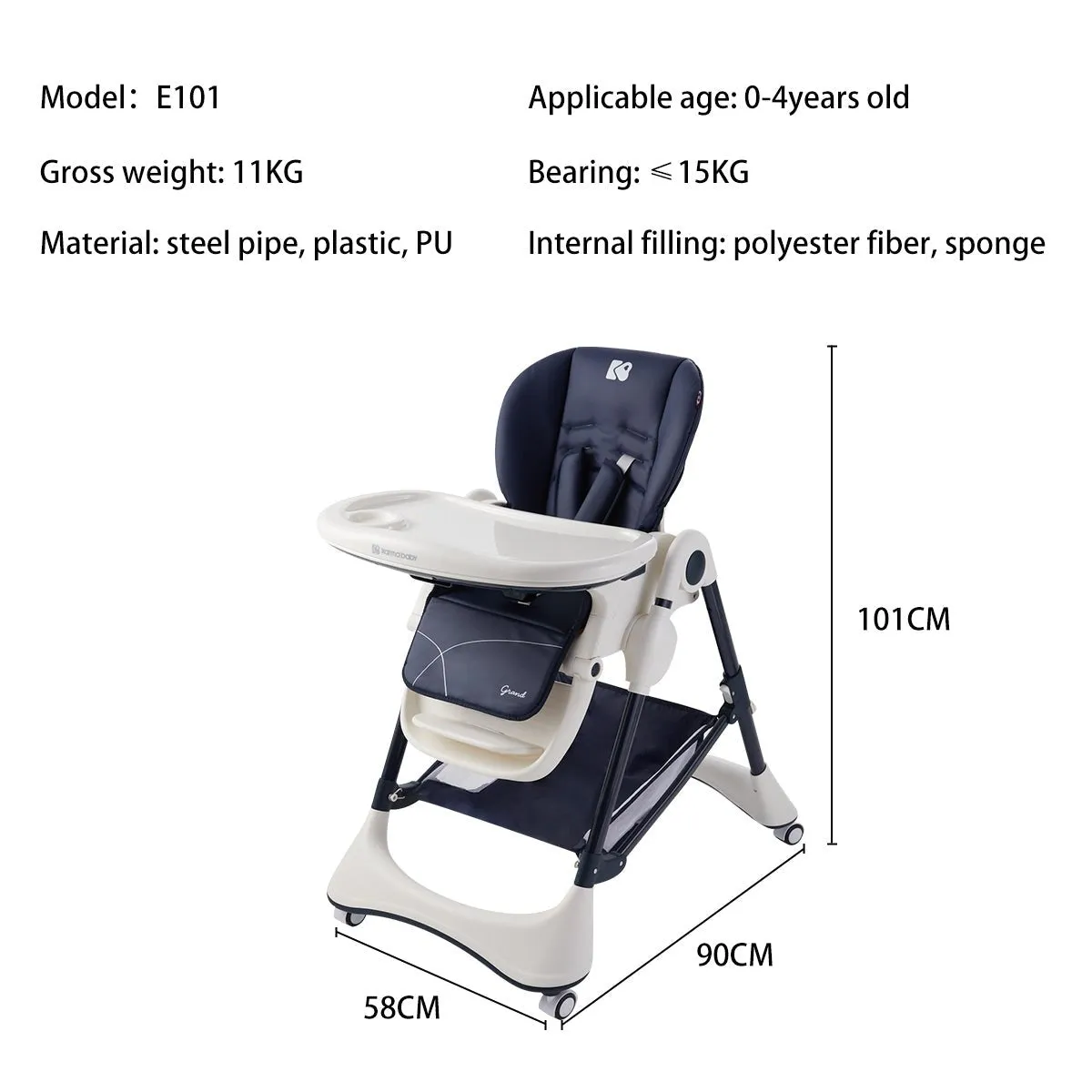 New Era Grey Multifunctional Baby High Chair