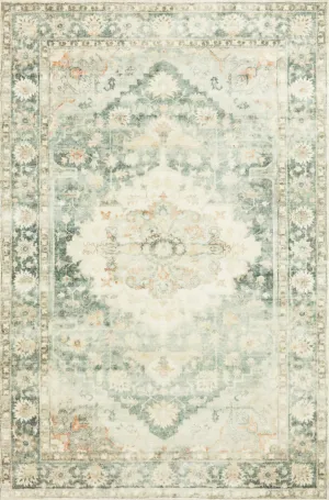 Rosette Rug in Teal & Ivory