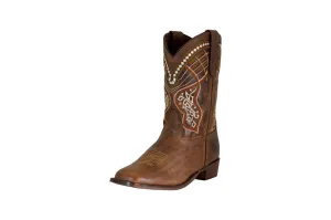 TuffRider Youth Yukon Tricolor Leather Embroidered Square Toe Western Boots