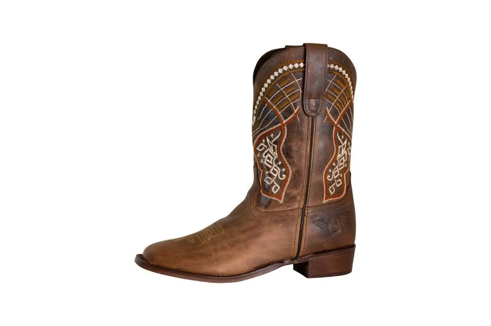 TuffRider Youth Yukon Tricolor Leather Embroidered Square Toe Western Boots