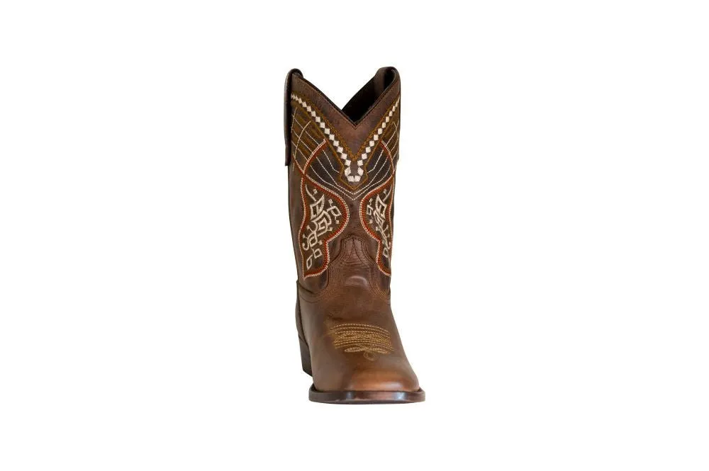 TuffRider Youth Yukon Tricolor Leather Embroidered Square Toe Western Boots