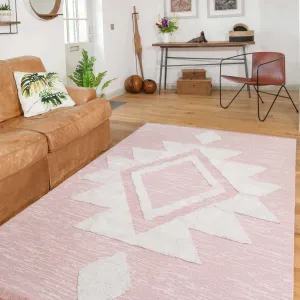 Tufted Tribal Blush Pink Sustainable Rug - Hara