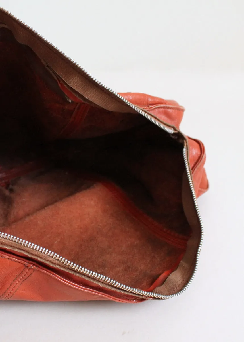 Vintage 1970s Brown Leather Slouch Bag Purse